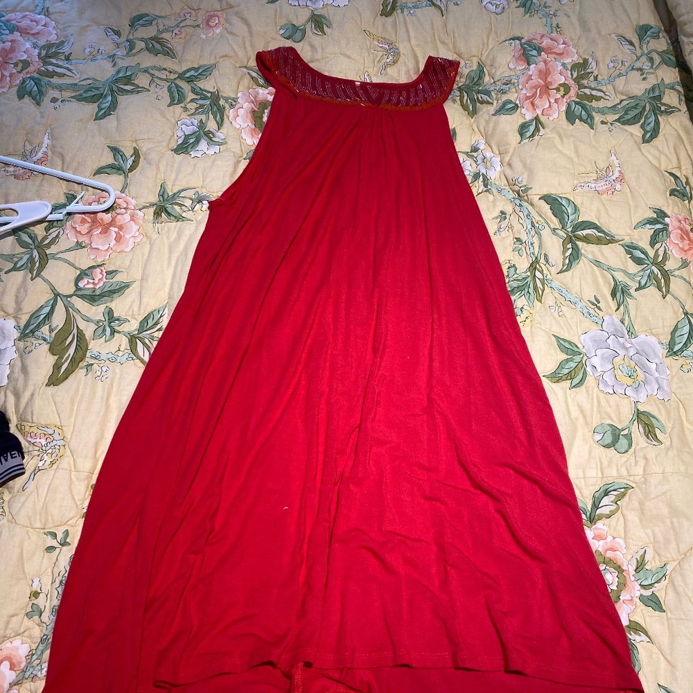 La Blanca beach dress w/ sparkling bugle bead neck size Large